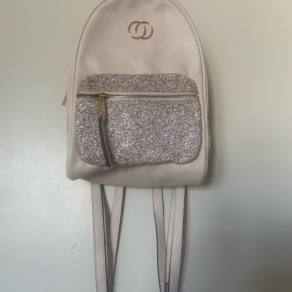 Aldo Beige Backpack with Sparkly Front